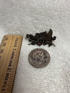 Vintage Dove Brooch. Marked Borhm at Home, with Pink Stone Accent